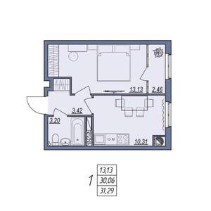 1-к квартира, вторичка, 31м2, 3/8 этаж