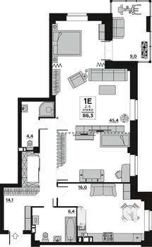 3-к квартира, вторичка, 86м2, 3/6 этаж