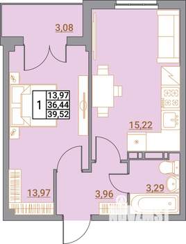 1-к квартира, вторичка, 40м2, 3/5 этаж