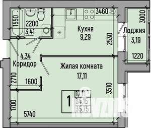 1-к квартира, строящийся дом, 36м2, 4/4 этаж