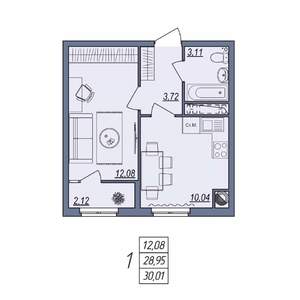 1-к квартира, вторичка, 30м2, 7/10 этаж
