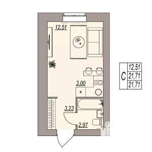 Студия квартира, вторичка, 22м2, 2/3 этаж