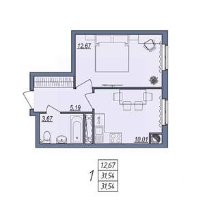 1-к квартира, вторичка, 32м2, 4/10 этаж