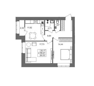 2-к квартира, вторичка, 61м2, 2/10 этаж