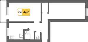 2-к квартира, вторичка, 46м2, 7/9 этаж