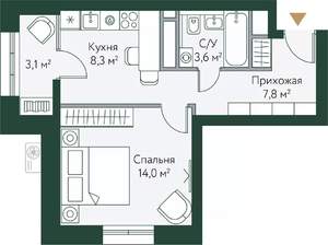1-к квартира, вторичка, 37м2, 22/24 этаж