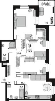 3-к квартира, вторичка, 80м2, 1/6 этаж