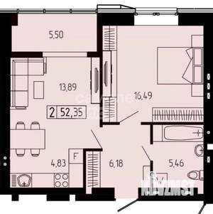 2-к квартира, вторичка, 52м2, 7/8 этаж