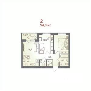 2-к квартира, вторичка, 54м2, 9/21 этаж