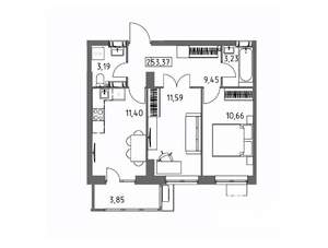 2-к квартира, сданный дом, 53м2, 11/19 этаж