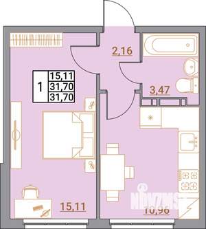 1-к квартира, вторичка, 32м2, 3/5 этаж