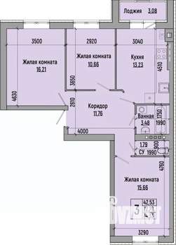 3-к квартира, строящийся дом, 74м2, 4/4 этаж