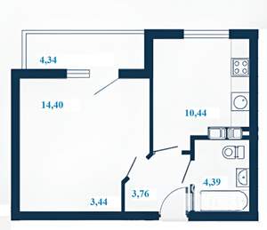 1-к квартира, вторичка, 39м2, 23/23 этаж