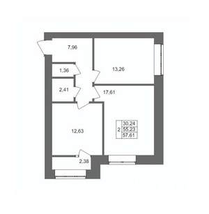 2-к квартира, вторичка, 58м2, 8/10 этаж