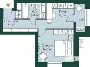 1-к квартира, вторичка, 37м2, 11/24 этаж