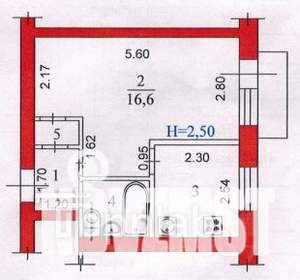 1-к квартира, вторичка, 28м2, 5/5 этаж