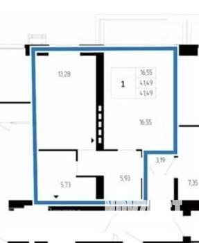 1-к квартира, вторичка, 41м2, 1/10 этаж