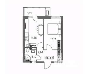 1-к квартира, вторичка, 38м2, 15/19 этаж