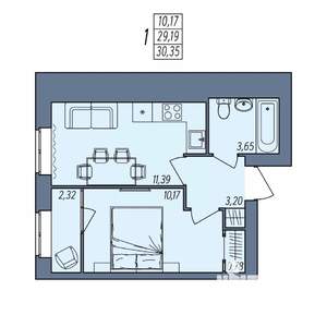 1-к квартира, вторичка, 30м2, 6/8 этаж
