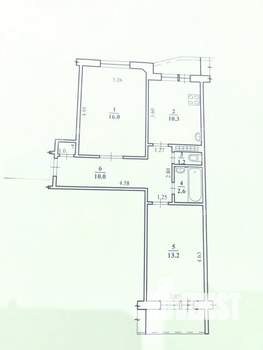 2-к квартира, вторичка, 54м2, 1/9 этаж