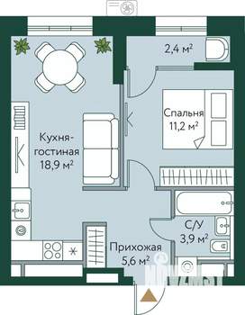 1-к квартира, вторичка, 42м2, 4/24 этаж