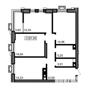 3-к квартира, вторичка, 82м2, 2/23 этаж