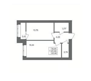 1-к квартира, вторичка, 43м2, 10/10 этаж