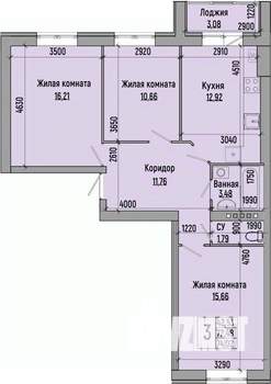 3-к квартира, вторичка, 74м2, 4/4 этаж