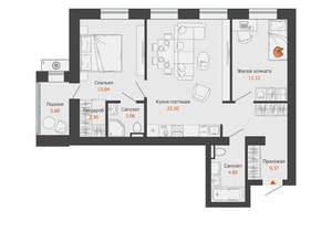 2-к квартира, строящийся дом, 69м2, 5/8 этаж