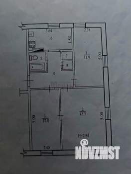 3-к квартира, вторичка, 59м2, 1/2 этаж