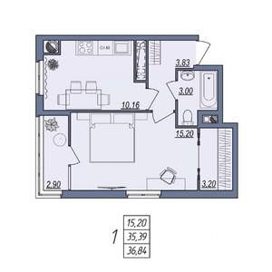 1-к квартира, вторичка, 37м2, 7/10 этаж