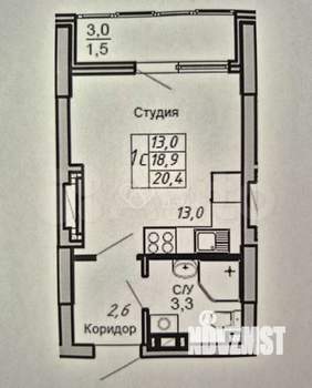 Студия квартира, вторичка, 19м2, 11/17 этаж