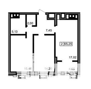 2-к квартира, вторичка, 65м2, 14/23 этаж