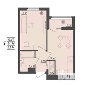 1-к квартира, вторичка, 36м2, 1/10 этаж