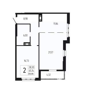 2-к квартира, вторичка, 69м2, 2/18 этаж