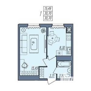 1-к квартира, вторичка, 31м2, 2/10 этаж