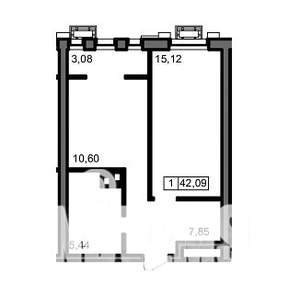 1-к квартира, вторичка, 42м2, 21/23 этаж