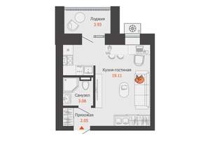 Студия квартира, строящийся дом, 26м2, 1/8 этаж