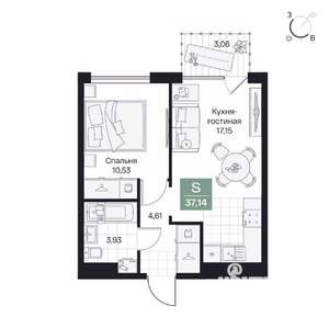 1-к квартира, вторичка, 37м2, 7/10 этаж