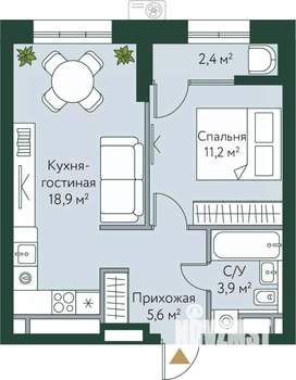 1-к квартира, вторичка, 42м2, 2/24 этаж