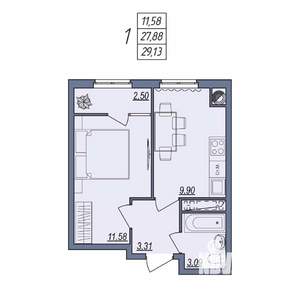 1-к квартира, вторичка, 29м2, 6/10 этаж