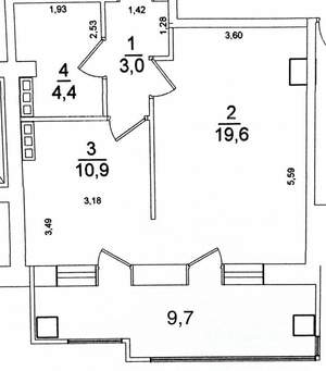 1-к квартира, вторичка, 38м2, 4/9 этаж