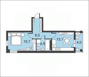 1-к квартира, вторичка, 46м2, 7/17 этаж