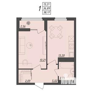 1-к квартира, вторичка, 38м2, 4/10 этаж