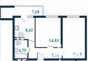2-к квартира, вторичка, 58м2, 14/23 этаж