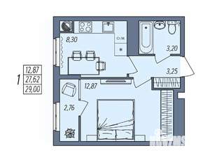 1-к квартира, вторичка, 29м2, 10/10 этаж