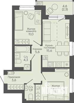 2-к квартира, вторичка, 56м2, 8/22 этаж