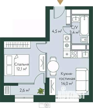 1-к квартира, вторичка, 37м2, 19/24 этаж