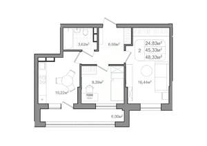 2-к квартира, вторичка, 48м2, 9/9 этаж
