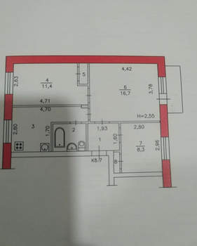 3-к квартира, вторичка, 53м2, 4/5 этаж